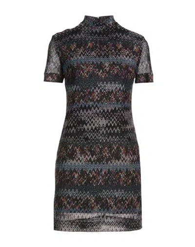Missoni Woman Mini Dress Midnight Blue Size 10 Viscose, Metallic Fiber In Multi
