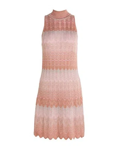 Missoni Woman Mini Dress Orange Size 8 Viscose, Metallic Fiber
