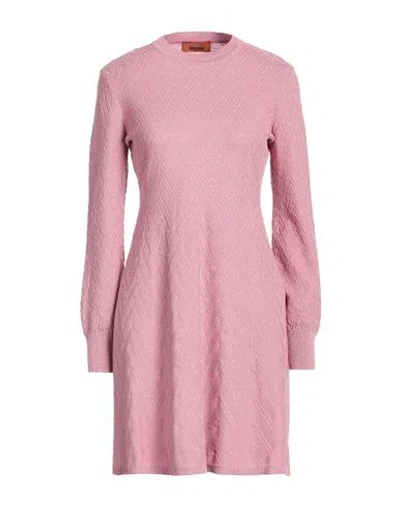 Missoni Woman Mini Dress Pink Size L Cotton, Viscose, Metallic Fiber, Polyester, Elastane