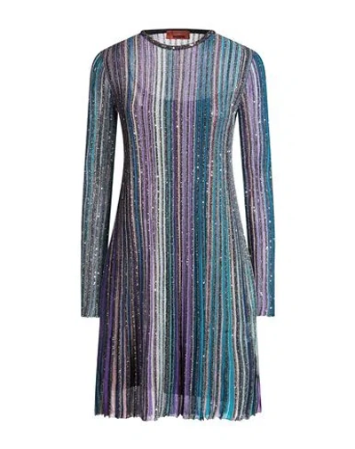 Missoni Sequin-embellished Metallic Striped Ribbed-knit Mini Dress In Teal