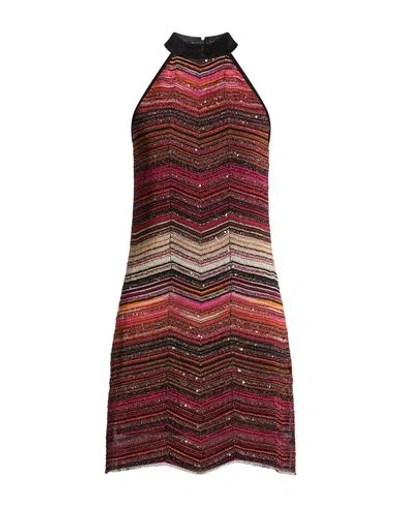 Missoni Woman Mini Dress Rust Size 10 Viscose, Metallic Fiber, Polyamide, Polyester In Red