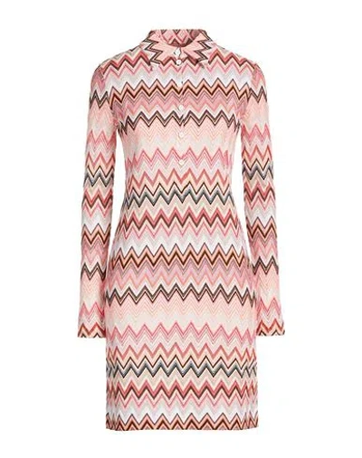 Missoni Woman Mini Dress Salmon Pink Size 10 Cotton, Viscose