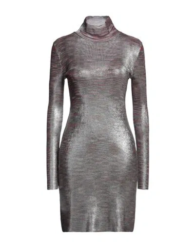 Missoni Woman Mini Dress Silver Size 10 Viscose, Polyurethane