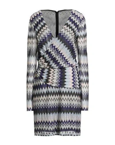 Missoni Woman Mini Dress Sky Blue Size 8 Viscose, Metallic Fiber