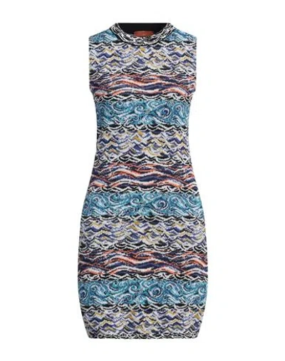Missoni Woman Mini Dress Turquoise Size M Cotton, Wool, Polyamide In Blue