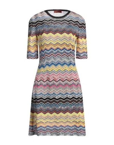 Missoni Woman Mini Dress Yellow Size 6 Viscose, Polyamide, Cotton, Metallic Fiber, Polyester