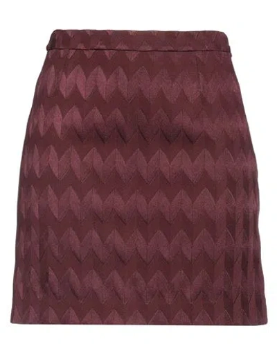 Missoni Woman Mini Skirt Burgundy Size 10 Viscose, Wool