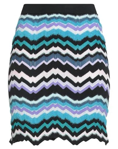 Missoni Woman Mini Skirt Midnight Blue Size 10 Viscose, Wool, Polyamide