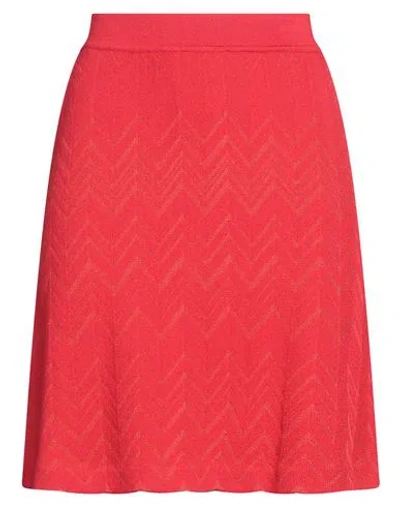 Missoni Woman Mini Skirt Red Size 4 Wool, Viscose