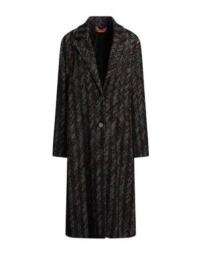 Missoni Woman Overcoat & Trench Coat Black Size 8 Wool, Viscose