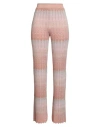 Missoni Striped Metallic Crochet-knit Straight-leg Pants In Pink