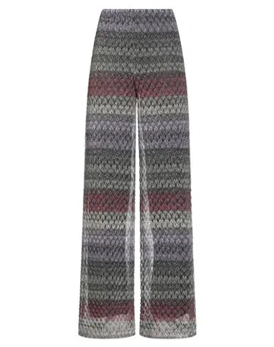 MISSONI MISSONI WOMAN PANTS PURPLE SIZE 8 METALLIC FIBER, POLYAMIDE
