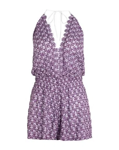 Missoni Woman Playsuit Purple Size 10 Viscose, Metallic Fiber