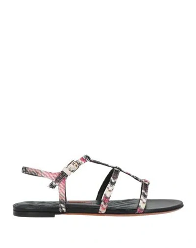 Missoni Woman Sandals Black Size 7.5 Textile Fibers In Multi