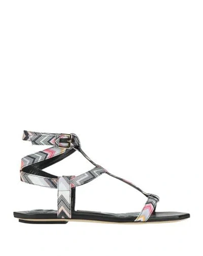 Missoni Woman Sandals Black Size 8 Textile Fibers