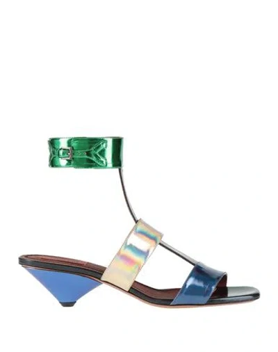 Missoni Woman Sandals Blue Size 7 Leather In Multi