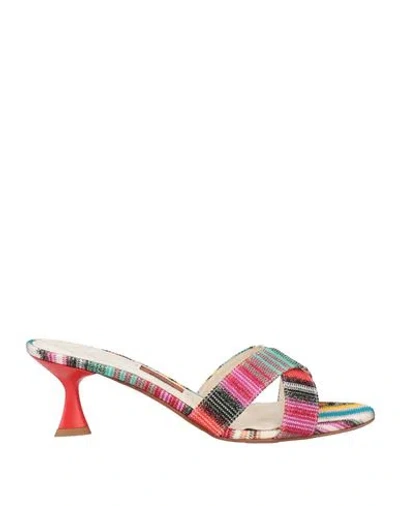 Missoni Woman Sandals Fuchsia Size 8 Textile Fibers In Multi
