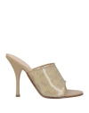 Missoni Woman Sandals Khaki Size 7 Leather, Plastic In Beige