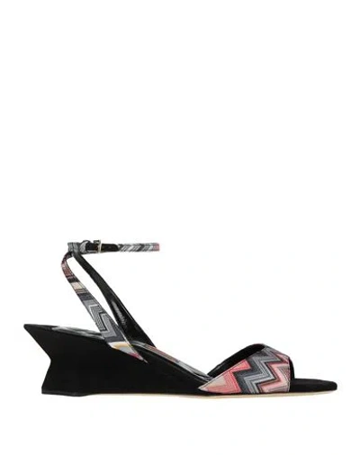 Missoni Woman Sandals Light Grey Size 8 Textile Fibers In Black