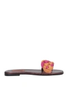 Missoni Woman Sandals Magenta Size 7 Leather, Textile Fibers In Magenta
