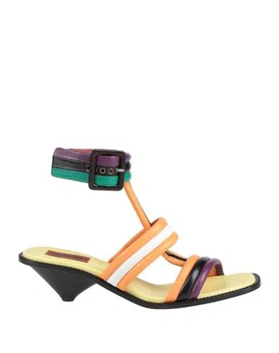 Missoni Woman Sandals Mandarin Size 8 Leather In Multi