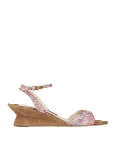 Missoni Woman Sandals Pink Size 8 Textile Fibers In Multi