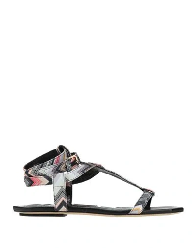 Missoni Woman Sandals Salmon Pink Size 8 Textile Fibers In Black