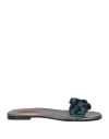 Missoni Woman Sandals Turquoise Size 7 Leather, Textile Fibers In Blue