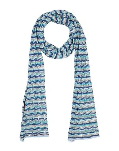 Missoni Woman Scarf Azure Size - Viscose, Textile Fibers, Polyester, Cotton In Blue