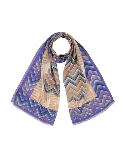 Missoni Woman Scarf Beige Size - Wool, Silk In Blue