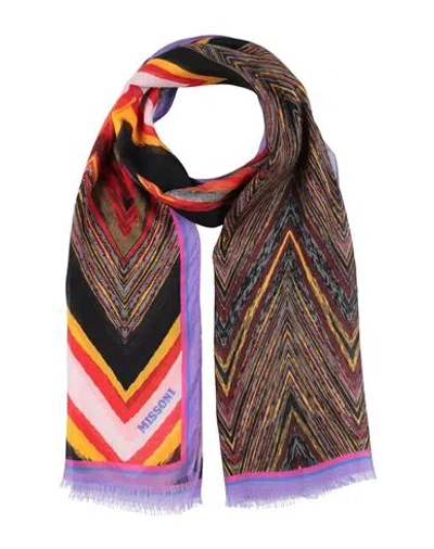 Missoni Woman Scarf Black Size - Modal, Silk In Purple