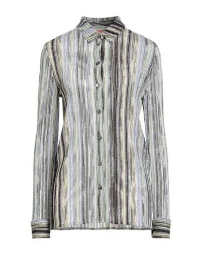 Missoni Woman Shirt Light Green Size 4 Viscose, Metallic Fiber In Blue