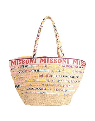 Missoni Woman Shoulder Bag Pink Size - Straw, Polyamide, Elastane