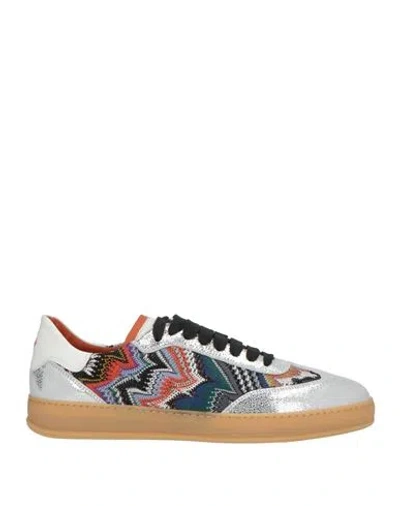 Missoni Woman Sneakers Silver Size 7 Leather, Textile Fibers In Multi