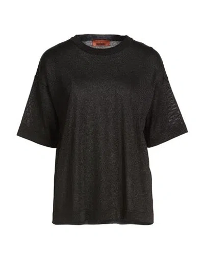 Missoni Woman Sweater Black Size 12 Viscose, Metallic Fiber