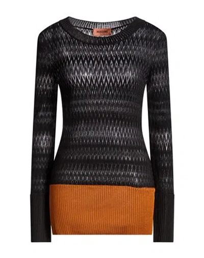Missoni Woman Sweater Black Size 4 Viscose, Wool In Multi