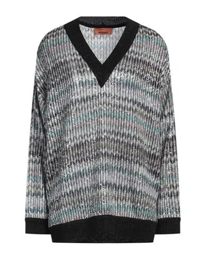 MISSONI MISSONI WOMAN SWEATER BLACK SIZE 6 VISCOSE, POLYAMIDE, POLYESTER, METALLIC FIBER