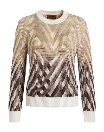 Missoni Woman Sweater Camel Size Xl Wool, Cotton In Beige