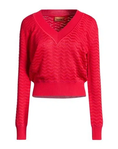 Missoni Woman Sweater Coral Size 6 Cotton, Viscose In Red