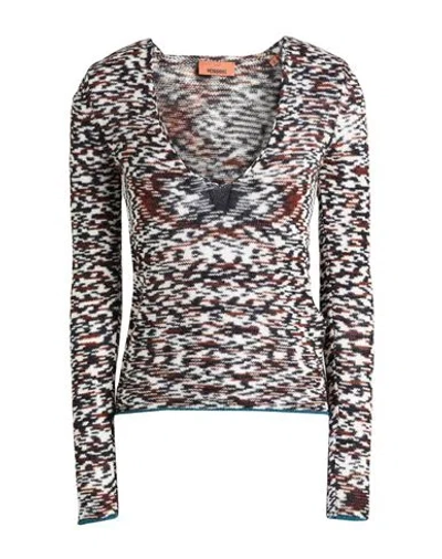 Missoni Woman Sweater Dark Brown Size 12 Cashmere, Wool In Multi