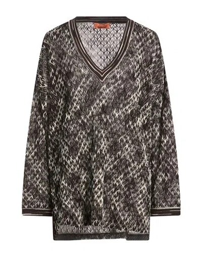Missoni Woman Sweater Dark Brown Size M Wool, Viscose In Multi