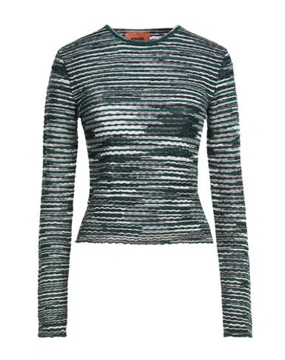 Missoni Woman Sweater Dark Green Size 12 Viscose, Wool, Polyamide, Elastane In Blue