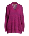 Missoni Zigzag-print V-neck Knit Sweater In Purple