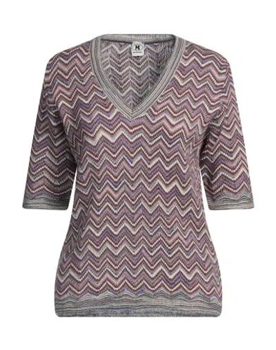 Missoni Woman Sweater Mauve Size Xl Mohair Wool, Viscose, Wool, Polyamide In Purple