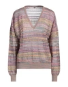 Missoni Woman Sweater Pink Size Xl Viscose, Cotton, Mohair Wool, Alpaca Wool, Polyamide In Purple