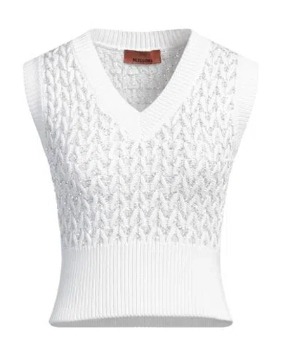 Missoni Woman Sweater White Size 2 Cotton, Polyamide, Polyester