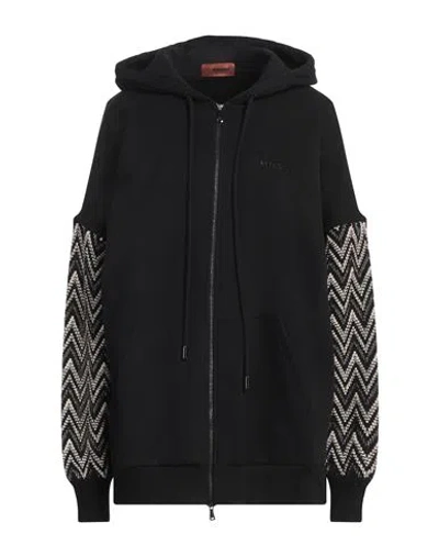 Missoni Woman Sweatshirt Black Size M Cotton, Wool, Polyamide