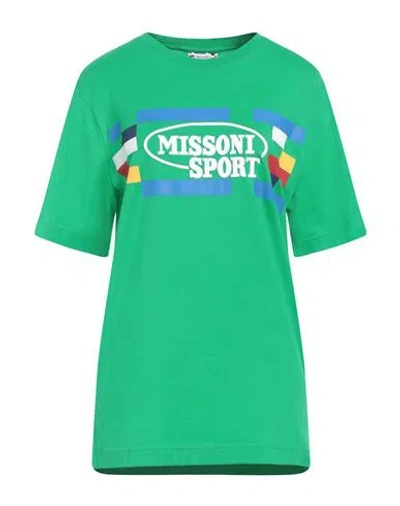 Missoni Woman T-shirt Green Size L Cotton