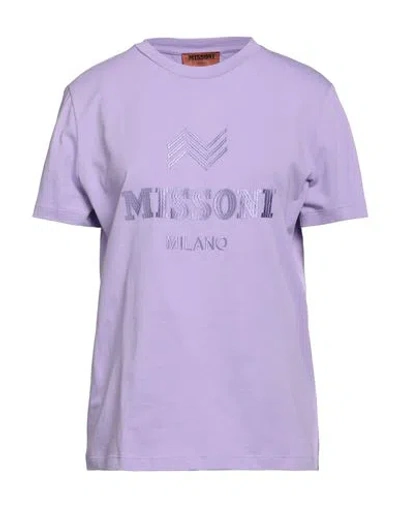 Missoni Woman T-shirt Mauve Size L Cotton, Viscose In Purple