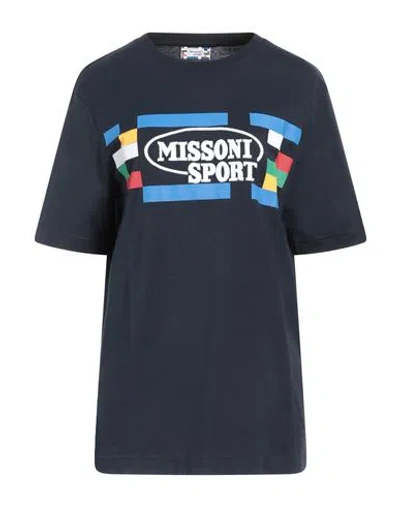 Missoni Woman T-shirt Midnight Blue Size L Cotton